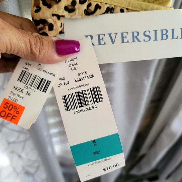 90s Deadstock Koret Womens Reversible Quilted Jacket Leopard Gold Size 16 - Picture 6 of 12